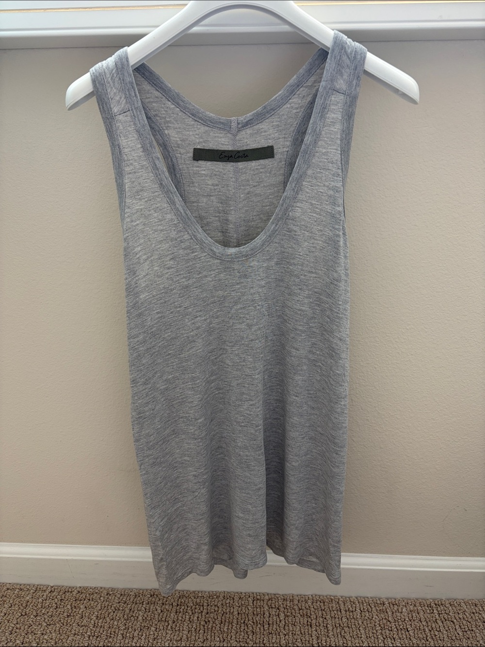 Enza Costa  Light Heather Gray Scoop Neck Tank